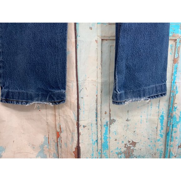 Levi Straight Fit Mens 32x 27 ALTERED (2.5” Hemmed can be released) Dark Blue Wa - Picture 4 of 9